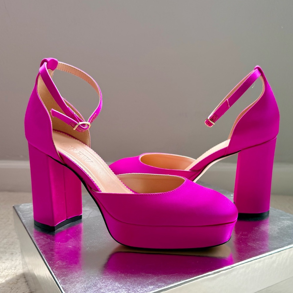 J. Crew Collection Maisie made-in-Italy Platform Heels in Radiant Fuschia *NWT* - Picture 2 of 7